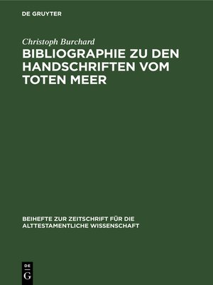 cover image of Bibliographie zu den Handschriften vom Toten Meer
